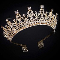 Cocide Gold Tiara And Crown For Women Birthday Headband For Girls Crystal Queen Crown Hair Accessories For Bride Party Bridesmaids Bridal Prom Halloween Costume Cosplay Christmas Gifts (Dark Gold)