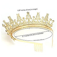 Cocide Gold Tiara And Crown For Women Birthday Headband For Girls Crystal Queen Crown Hair Accessories For Bride Party Bridesmaids Bridal Prom Halloween Costume Cosplay Christmas Gifts (Dark Gold)