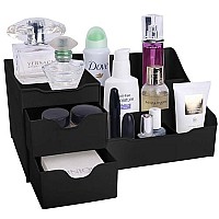 Mantello Bathroom Organizer Countertop- Make Up Organizers And Storage- Bathroom Counter Organizer And Skin Care Organizer, Makeup Organizer For Vanity- Black