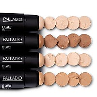 Palladio Build Blend Foundation Stick, Medium Coverage Buildable Contour Stick For Face, Ultra Blendable Creamy Formula For A Natural Shine Free Finish, Professional Makeup For Perfect Look, 025 Ounce (Warm Brown)