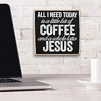 Coffee And Jesus - Coffee Sign - Rustic Wooden Coffee Sign - Little Signs With Sayings - Funny Home Decor Must Haves For Kitchen, Dining Room - Coffee Bar Sign - Cool Coffee Accessories Gift For Her