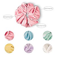 Whaline Macaron Theme Hair Scrunchies Large Velvet Elastic Scrunchy Bobbles Ice Cream Color Hair Bands Soft Hair Ties Hair Accessories For Girls Women, 6 Colors