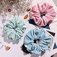 Whaline Macaron Theme Hair Scrunchies Large Velvet Elastic Scrunchy Bobbles Ice Cream Color Hair Bands Soft Hair Ties Hair Accessories For Girls Women, 6 Colors