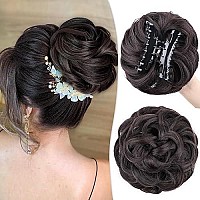 Deethens Claw Clip In Hair Bun Messy Curly Clip In Claw Hair Hairpieces Wave Natural Ponytail Synthetic Chignon For Women (Natural Black)