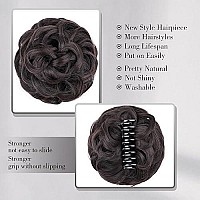 Deethens Claw Clip In Hair Bun Messy Curly Clip In Claw Hair Hairpieces Wave Natural Ponytail Synthetic Chignon For Women (Natural Black)