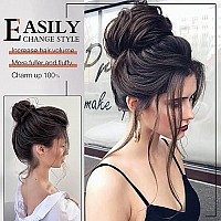 Deethens Claw Clip In Hair Bun Messy Curly Clip In Claw Hair Hairpieces Wave Natural Ponytail Synthetic Chignon For Women (Natural Black)