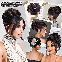 Deethens Claw Clip In Hair Bun Messy Curly Clip In Claw Hair Hairpieces Wave Natural Ponytail Synthetic Chignon For Women (Natural Black)