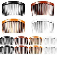 12 Pieces Plastic Side Hair Twist Comb French Twist Comb Hair Clips With Teeth For Fine Hair Accessories Women Girls, 4 Colors (23 Teeth)