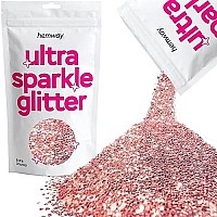 Hemway Premium Ultra Sparkle Glitter Multi Purpose Metallic Flake For Arts Crafts Nails Cosmetics Resin Festival Face Hair - Light Rose Gold - Extra Chunky (124 0040 1Mm) 100G 35Oz