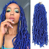 Blue Soft Locs Crochet Hair 18 Inch 6 Packs Long Faux Locs Crochet Hair Curly Wavy Crochet Braids Fiber Synthetic Hair African Hair Extensions(18 Inch, Blue)