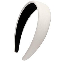 Loneedy 17 Inch Leather Hard Headband Wide Headband Padded Headband Hairband For Women (White)