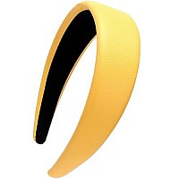 Loneedy 17 Inch Leather Hard Headband Wide Headband Padded Headband Hairband For Women (Yellow)