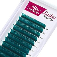 Volume Eyelash Extensions 007Mm C Curl 8-14Mm Green Lash Extensions Easy Fan Lashes Cd Curl Self Fanning 2D-10D Easy Fanning Volume Lashes By Fadvan (Green-C, 8-14Mm)