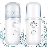 2 Pieces Nano Facial Mister 30 Ml Mini Face Humidifier Portable Facial Sprayer Usb Rechargeable Handy Skin Care Machine For Face Hydrating, Daily Makeup (White)