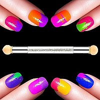 DANNEASY 1Pc Double-Ended Nail Sponges Pen 12Pcs Sponge Head UV Gel Acrylic Nail Gradient Shading Brush Ombre Design Manicure Tools