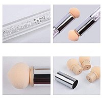 DANNEASY 1Pc Double-Ended Nail Sponges Pen 12Pcs Sponge Head UV Gel Acrylic Nail Gradient Shading Brush Ombre Design Manicure Tools