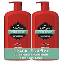 Old Spice Pure Sport 2In1 Shampoo And Conditioner For Men, Twin Pack, Lemon, 58.4 Fl Oz