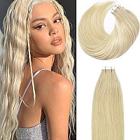 Lacer Hair Tape In Human Hair Extensions Natural Hair Dip Dyed Balayage 60A Light Platinum Blond Seamless Pu Skin Weft 100 Real Virgin Invisible Hair Double Side 50G 20Pcsset 22 Inch