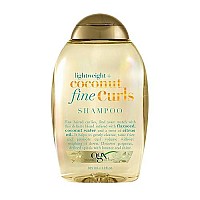 OGX Lightweight + Coconut Fine Curls Shampoo, Lightweight, Shampoo for Curly Hair, Coconut Water Shampoo, Flaxseed Oil, Citrus Oil, 13 Fl Oz