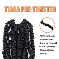 Toyotress Tiana Passion Twist Hair - 12 Inch 2 Pcs Pre-Twisted Crochet Braids Natural Black, Synthetic Braiding Hair Extension ( 12 Inch, 1B)