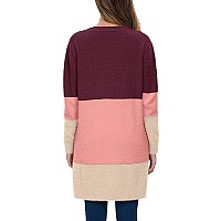 Qixing Womens Casual Open Front Knit Cardigans Plush Fuzzy Sweater Coat With Pockets Color Stitching