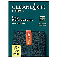 Cleanlogic Sport Exfoliating Body Scrubber, Large Exfoliator Tool For Athletes, Daily Skincare Routine For Smooth Clean Skin, Assorted Colors, 3 Count Value Pack