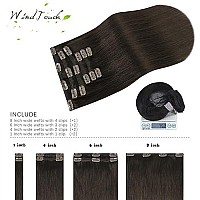 Windtouch Clip In Hair Extensions Human Hair Dark Brown Hair Extensions For Women 15Inch 70G 7Pcs 2 Gift For Women