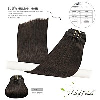 Windtouch Clip In Hair Extensions Human Hair Dark Brown Hair Extensions For Women 15Inch 70G 7Pcs 2 Gift For Women