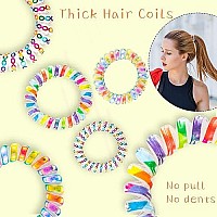 79Style 15Pcs Spiral Hair Ties Traceless Coil Hair Ties Rainbow Plastic Phone Cord Ponytail Holders For Girls Toddlers And Women Thick Thin Curly (3 Candy Colors -Large Size)