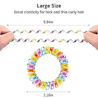 79Style 15Pcs Spiral Hair Ties Traceless Coil Hair Ties Rainbow Plastic Phone Cord Ponytail Holders For Girls Toddlers And Women Thick Thin Curly (3 Candy Colors -Large Size)