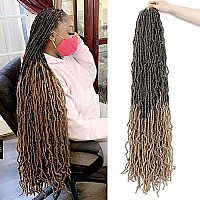 Ombre New Soft Faux Locs 36Inch 6Packs Super Long Brown Goddess Locs Crochet Hair Natural Pre Looped Natural Crochet Braid Curly Wave Braiding Hair36Inch T27