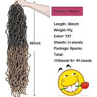 Ombre New Soft Faux Locs 36Inch 6Packs Super Long Brown Goddess Locs Crochet Hair Natural Pre Looped Natural Crochet Braid Curly Wave Braiding Hair36Inch T27