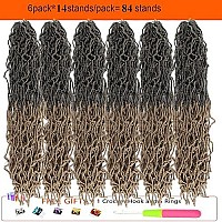 Ombre New Soft Faux Locs 36Inch 6Packs Super Long Brown Goddess Locs Crochet Hair Natural Pre Looped Natural Crochet Braid Curly Wave Braiding Hair36Inch T27