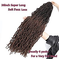 Soft New Faux Locs 36Inch 6Pack Super Long Goddess Locs Crochet Hair Natural Pre Looped Natural Crochet Braid Curly Wave Braiding Hair36Inch T30