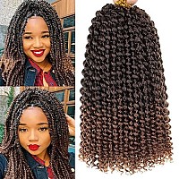 Leeven 2 Packs Ombre Brown Short Passion Twist Hair Pre Looped Water Wave Crochet Braiding Hair For Distressed Butterfly Locs 12 Inch Bohemian Hair For Passion Braids Twist Hair T30