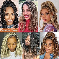 Leeven 12 Inch Blonde Short Water Wave Passion Twist Crochet Braiding Hair 2 Packs Synthetic Hot Water Setting Twist Hair Extensions For Distressed Butterfly Locs Pre Looped Passion Braids Hair 27