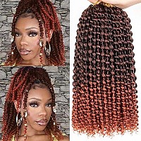 Leeven 12 Inch Ombre Red Water Wave Passion Twist Hair For Short Bob Distressed Butterfly Locs 7 Packs T350 Pre Looped Passion Braids Twist Hair For Women 18 Strandspack