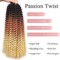 Leeven 18 Inch 3 Tones Water Wave Passion Twist Crochet Braids Hair For Butterfly Locs Hot Water Setting Ombre Brown To Blonde Passion Twist Crochet Braiding Hair 6 Packs Long Bohemian Braids Hair