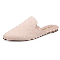 Dream Pairs Womens Dml211 Flat Mules Pointed Toe Backless Loafer Shoes, Arricot Nude Suede, Size 75