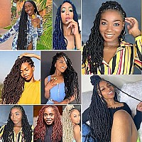 Umylar New Faux Locs Crochet Hair 24 Inch,7 Packs Extensible Soft Locs Goddess Crochet Hair, Pre-Looped Soft Locs Synthetic Crochet Hair For Black Women(24Inch,1B27)