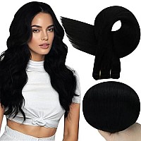 Full Shine Black Sew In Hair Extensions Human Hair Weft 12 Inch Sew In Hair Extensions Weave Hair 1 Jet Black Weft Hair Extensions Straight Hair Wefts 80G