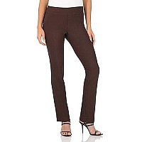 Rekucci Womens Ease Into Comfort Straight Leg Pant With Tummy Control (16 Tall, Brown)