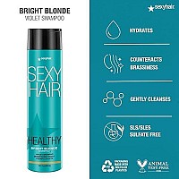 SexyHair Healthy Bright Blonde Violet Shampoo, 10.1 Oz | Helps Counteract Brassiness | SLS and SLES Sulfate Free | All Hair Types