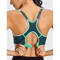 Syrokan Womens Full Support High Impact Racerback Lightly Lined Underwire Sports Bra Spruce Green 42Dd