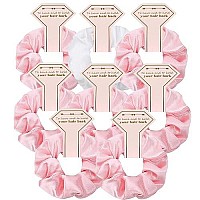 8Pcs Satin Bridesmaid Proposal Gifts Hair Ties Hair Scrunchies Bachelorette Party Favors Satin Bridesmaid Gift For Wedding Parties (White Pink)