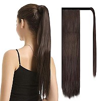 Barsdar 28 Inch Ponytail Extension Long Straight Wrap Around Clip In Synthetic Fiber Hair For Women