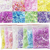 AddFavor Chunky Nail Glitter Set 8 Colors Iridescent Nail Sequin Foil Flakes Stickers Confetti for Nail Art, Resin, Body, Face Decoration Supplies