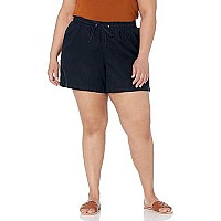 Zabiva Essentials Womens Plus Size 5 Inseam Drawstring Linen Blend Short (Available In Plus Size), Black, 2X