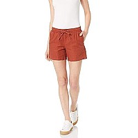 Zabiva Essentials Womens 5 Inseam Drawstring Linen Blend Short (Available In Plus Size), Terracotta, Small