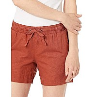 Zabiva Essentials Womens 5 Inseam Drawstring Linen Blend Short (Available In Plus Size), Terracotta, Small